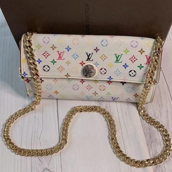 ๐๐๐ค๐Luis Vuitton monogram multicolor Portefeuille Sarah wallet cros bodybag - Picture 4 of 9
